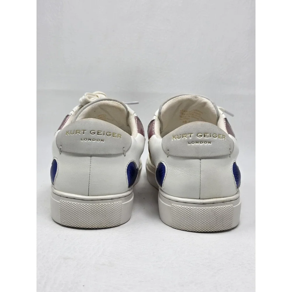 Kurt Geiger Womens London Lane Love White Leather Rainbow Heart Sneakers EU 38.5